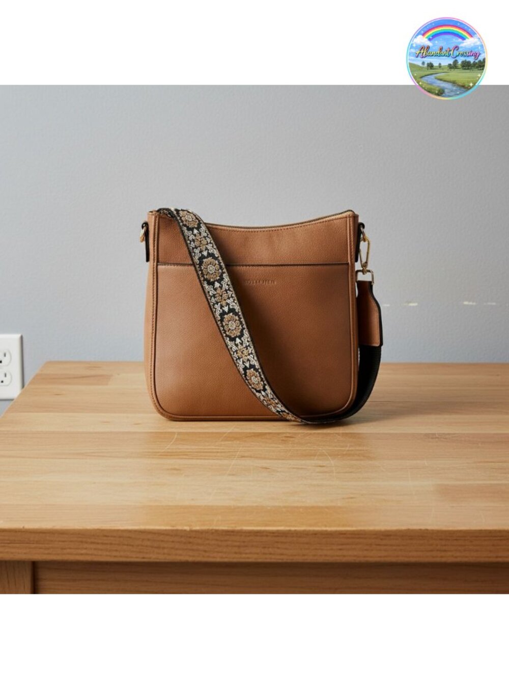Vegan Leather Crossbody Hobo Bag Wide Guitar Strap Shoulder Purse